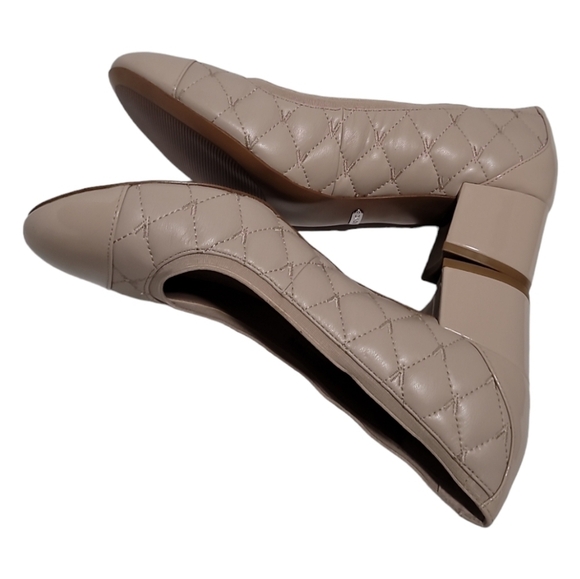 Vionic Ruby Quilted Leather Block-Heel Pumps Beige 9.5 Neutral Capsule Wardrobe - Picture 7 of 9